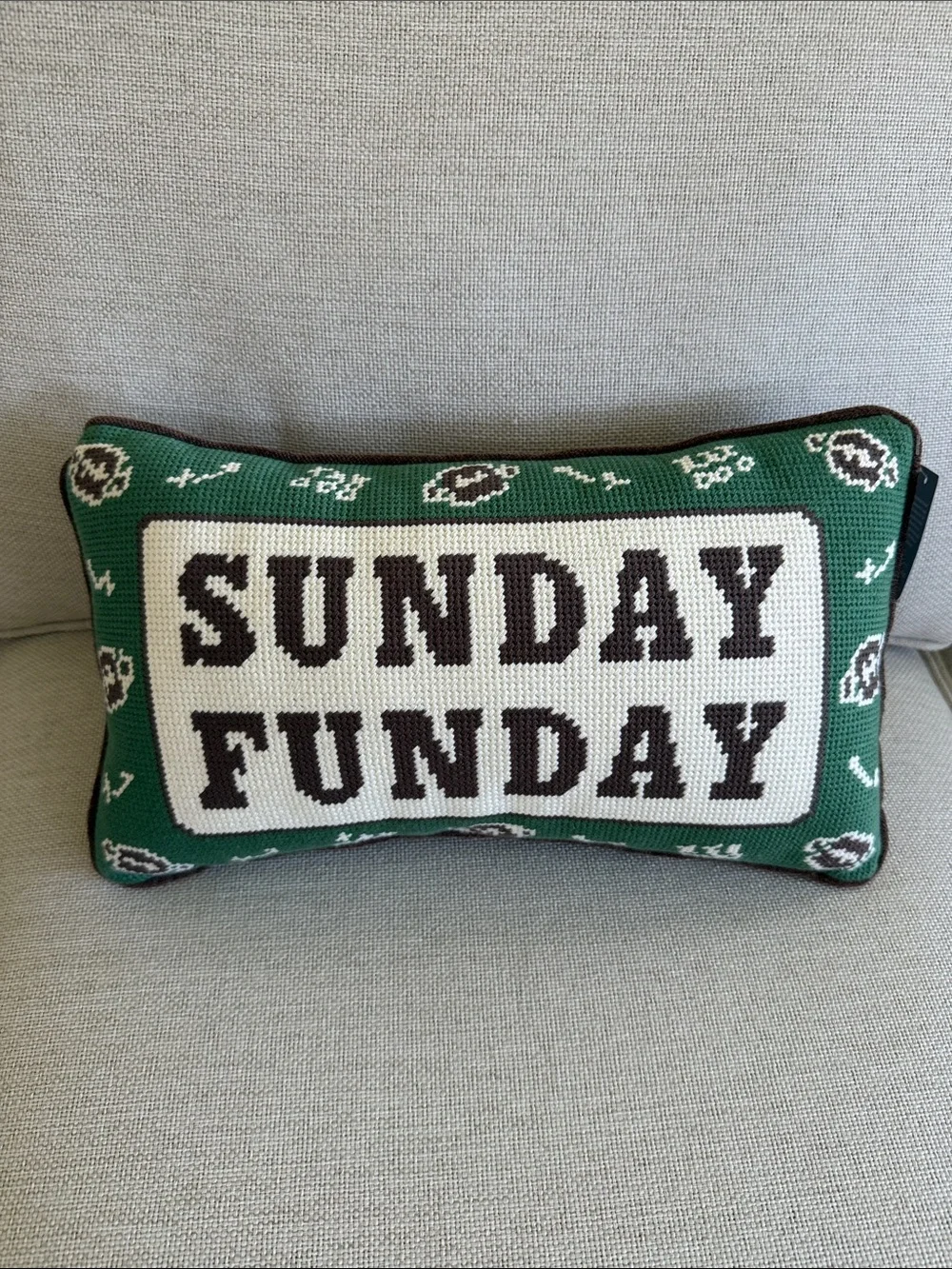 Sunday Funday Football Needlepoint Throw Pillow MSX by Michael Strahan